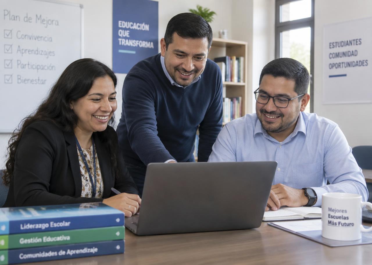 Equipo directivo revisando información del programa de inglés